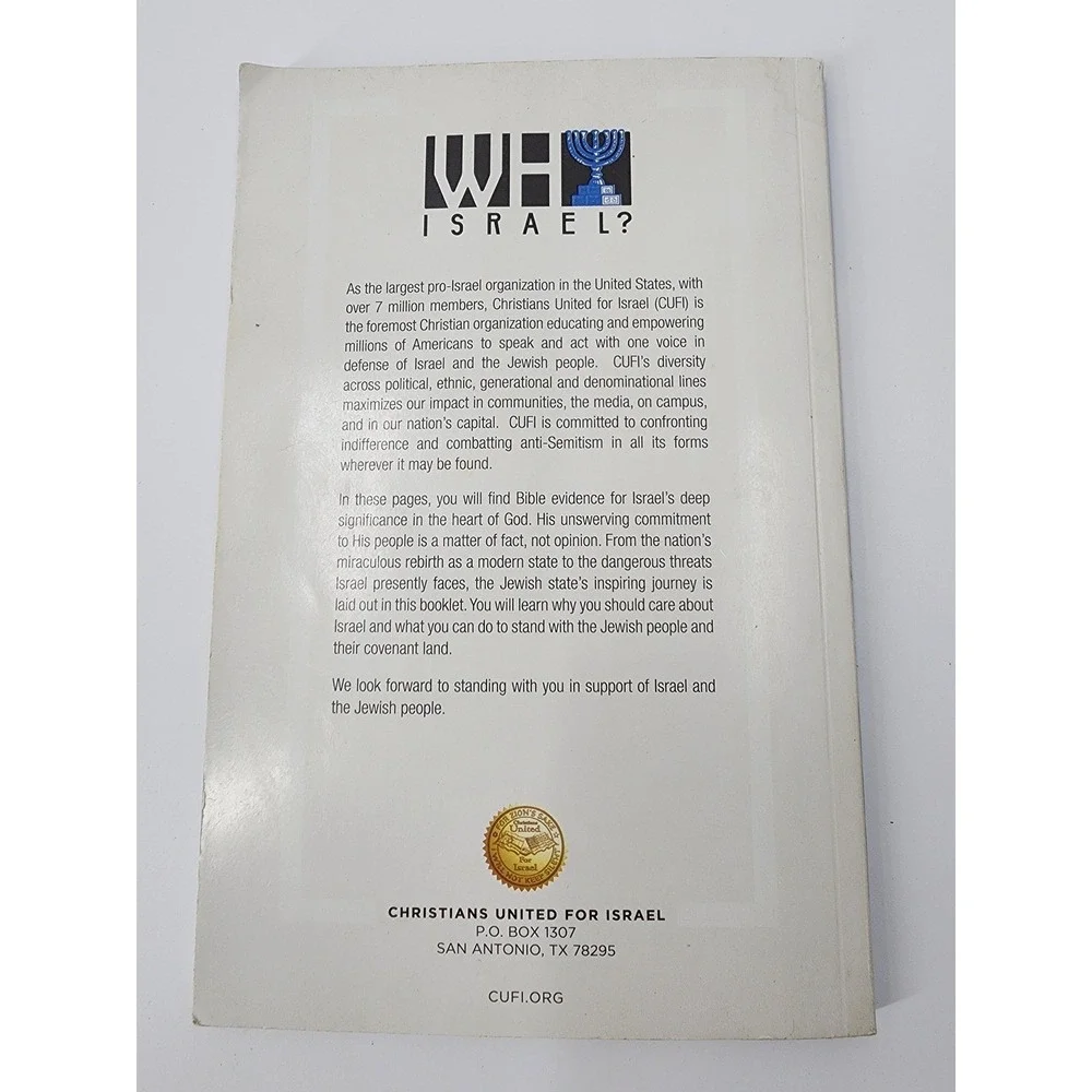 Why Israel? CUFI Christians United for Israel Biblical Roots Modern Trials Book